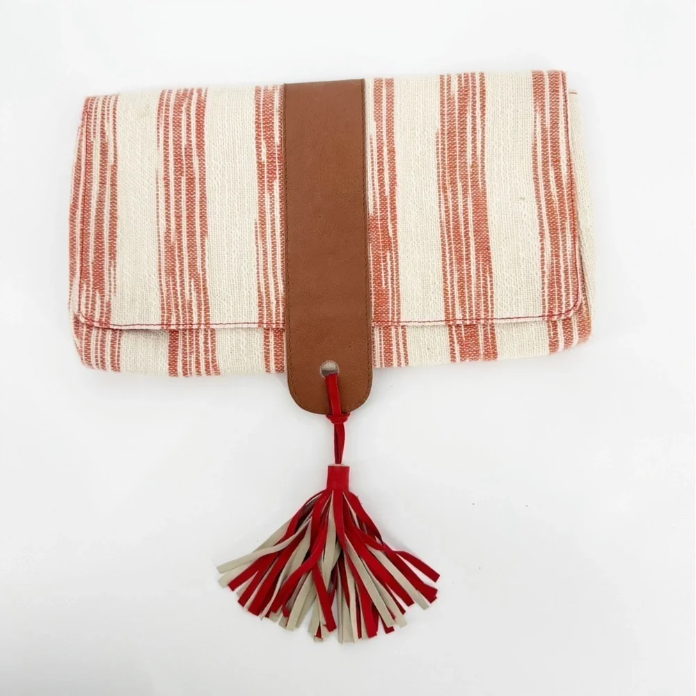 Roberta Roller Rabbit Clutch with Suede Tassel NEW